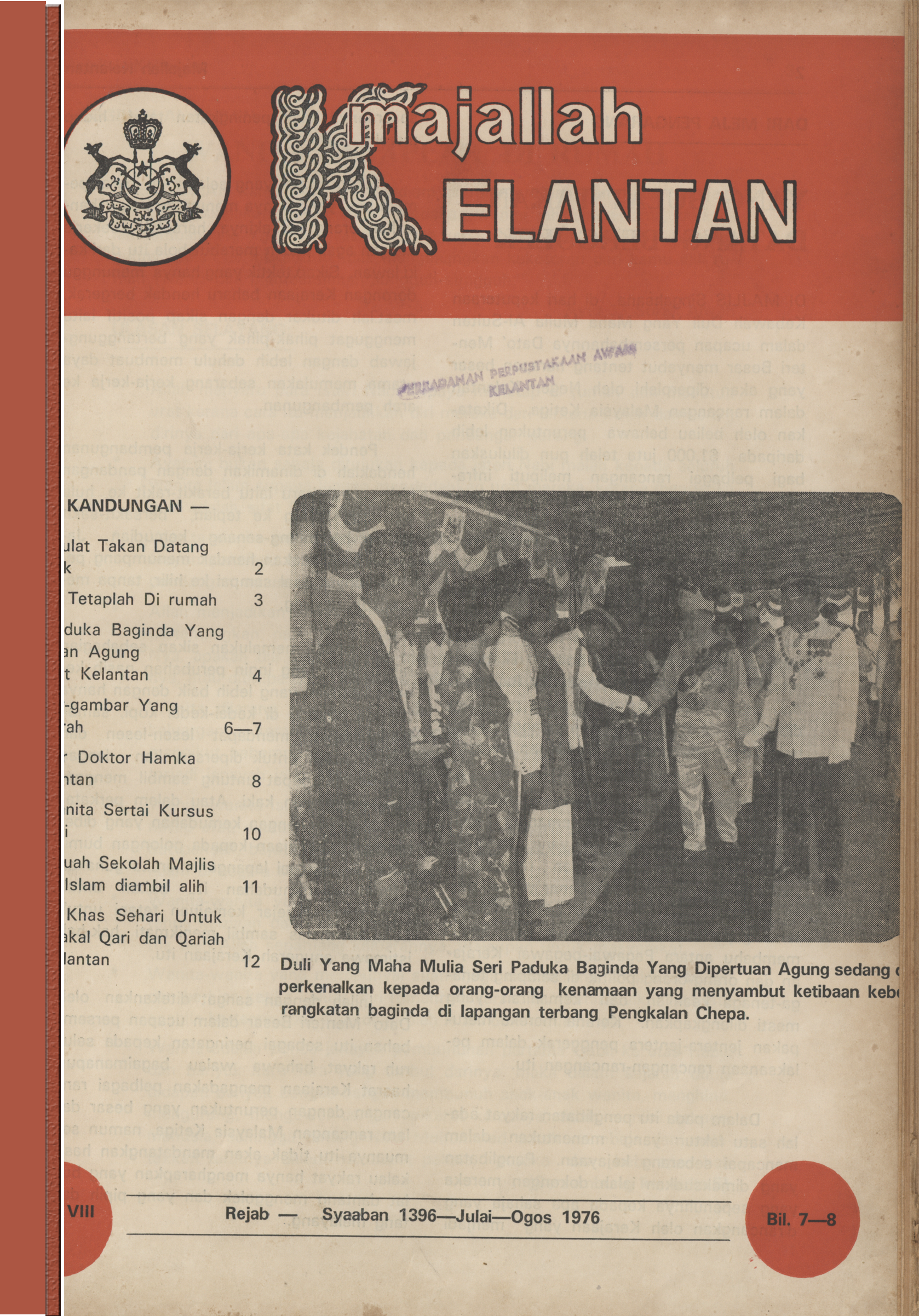 Majalah Kelantan 1396 - Julai - Ogos 1976 Bil 7-8