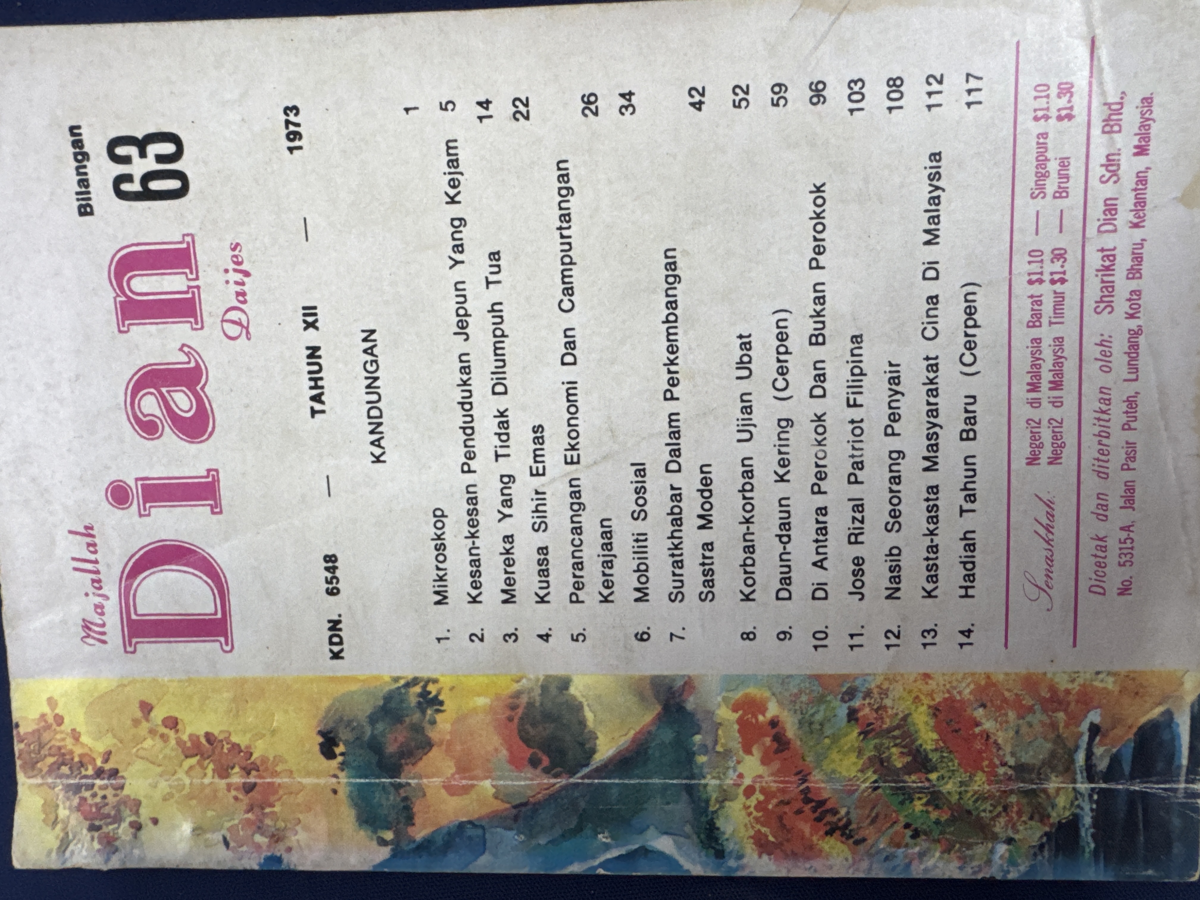 Majalah Dian Daijes Bilangan 63 Tahun XII 1973